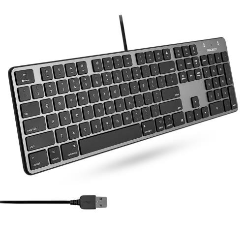 Macally 超薄型 USB A 有線キーボード テンキー付き Apple Mac Pro、MacBook Pro/Air、iMac、Mac Mini、ラップトップ コンピュータ、Windows デスクトップ PC ラップトップ用 シルバー (SLIMKEYPROSPG) (Space Gray)US配列の通販は