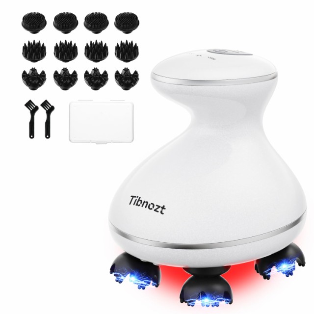 Tibnozt EMS ヘッドスパ 電動頭皮ブラシ2024新登場頭皮エステ スカルプケア フェイスケア 美容家電 IPX7防水 3D振動 広範囲赤色LED 収納ケース付き コードレス 小型化 静音 お風呂 乾湿両用 全身適用 クリスマスプレゼント ギフト 誕生日 母の日 父の日 ホワイトの通販は