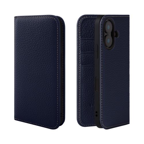 HANATORA iPhone16 ケース 手帳型 本革 スマホケース スマホ スタンド コードホルダー 付き シュリンクカーフレザー ギフト マグネットなし ブルーインディゴ PH-16-BlueIndigo ギフト 誕生日ギフト 女性 彼女 お母さん お父さん 人気商品 30代 40代 50代 60代 70代