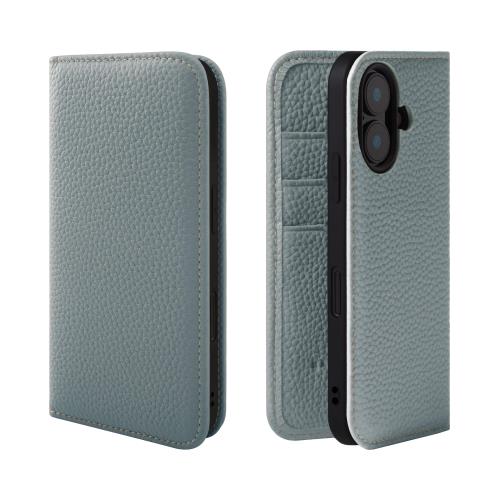 HANATORA iPhone16 ケース 手帳型 本革 スマホケース スマホ スタンド コードホルダー 付き シュリンクカーフレザー ギフト マグネットなし アイシーブルー PH-16-IcyBlue ギフト 誕生日ギフト 女性 彼女 お母さん お父さん 人気商品 30代 40代 50代 60代 70代