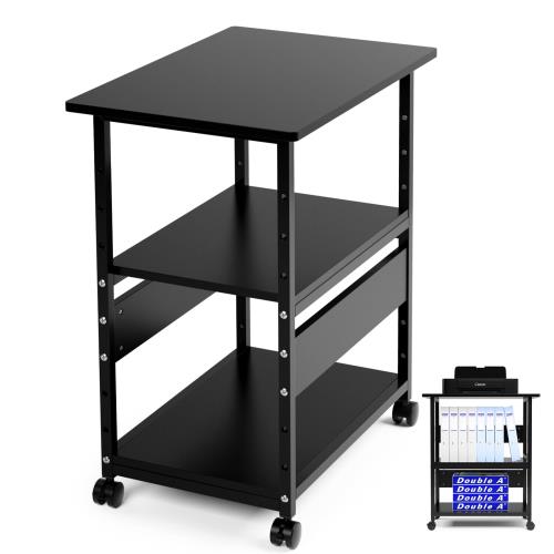 DEWEL pcワゴン cpuワゴン キャスター付き 3段 机下 収納 デスク下 ワゴン ラック スリム 幅 60 奥行 40 高さ70cm パソコンワゴン デスクワゴン サイドワゴン 棚板高さ調節可能 (BK)の通販は 8,643円