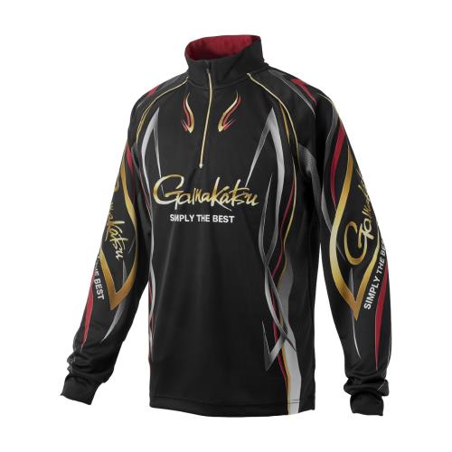 がまかつ(Gamakatsu) 2WAY プリントジップシャツ (長袖) ブラック/レッド 7L GM3734