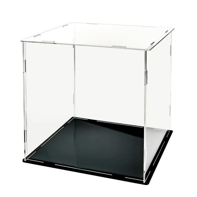 MVDKO フィギュアケース 透明ディスプレイケース コレクションケース 台座正方形 組立式 透明度アップ 人形ケース 陳列ケース 透明アクリル プラモデル 飾り用 展示用 台座ブラック 35cm*35cm*35cmの通販は 5,414円