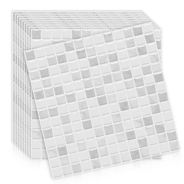 MORCART20枚タイルシール 防水 耐熱 キッチン 洗面所 トイレ DIY 家具やアイテムの装飾 モザイクタイルシート 壁紙シール 3D リメイクシート (25x25cm, グレー)の通販は