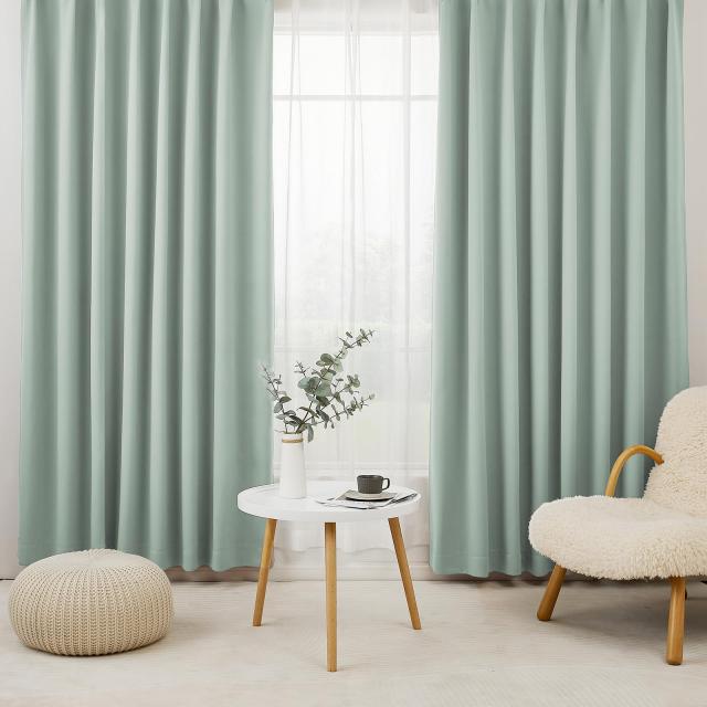 Hansleep カーテン 1級遮光 4枚セット 幅100cm丈220cm カルダモングリーン 断熱 防寒 防音 省エネ 厚手 無地 おしゃれ 洗える リビング用 (カーテン2枚・レース2枚) 4,752円