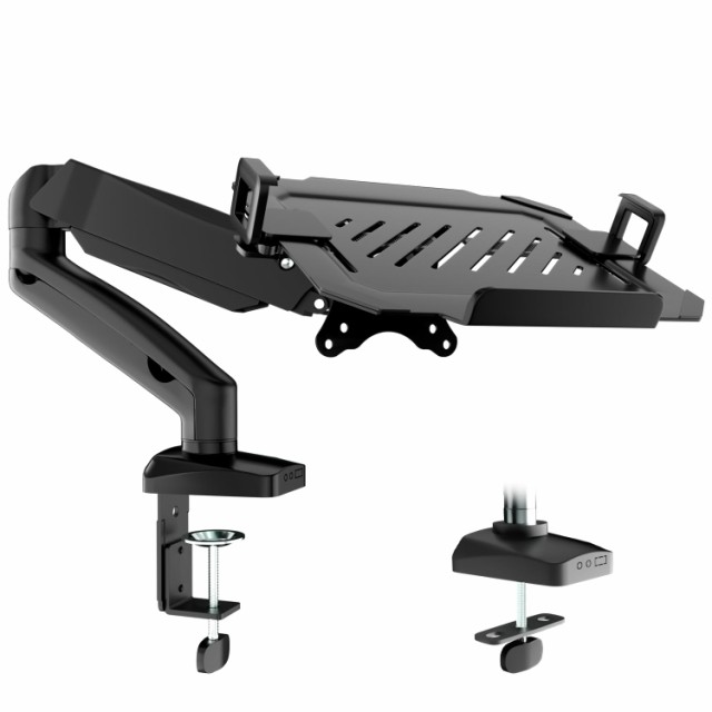 WORLDLIFT ノートパソコンアーム 調整可能なトレイ付き 17インチまで 耐荷重9KG ノートpcアーム 17-32インチモニター対応 360度回転 グロメット式＆クランプ式 VESA 75*75/100*100mm, LDT13-1Lの通販は