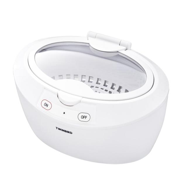 TWINBIRD ツインバード 超音波洗浄器 アクセサリーホルダー付 メガネ アクセサリー 時計 プラモデル 指輪 入れ歯 ホワイト 白 EC-4518W