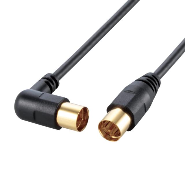 エレコム アンテナケーブル 2.5C スリムタイプ F型端子 差込式L字-差込式ストレート型 ブラック AV-ATLS30BK