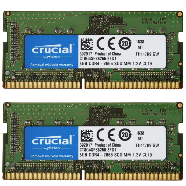 2枚セット Crucial ノートPC用 メモリ PC4-21300(DDR4-2666) 8GB SODIMM CT8G4SFS8266 [並行輸入品]