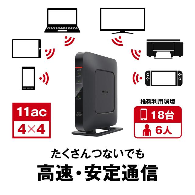 バッファロー 11ac対応 1733＋800Mbps 無線LANルータ（親機単体） WSR-2533DHPL-CiPhone13/12/11メーカー動作確認済み_2