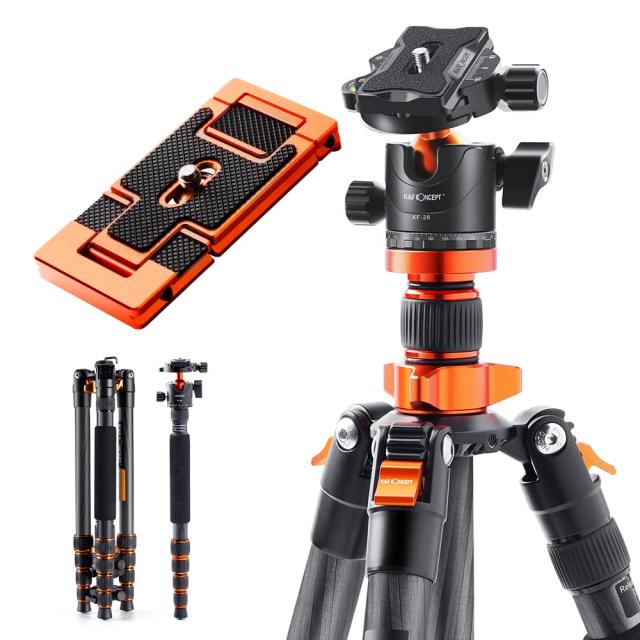 KF Concept カーボン三脚 カメラスマホ 三脚 超軽量 コンパクト 一脚可変式 中心軸反転 一眼レフカメラ トラベル用_1