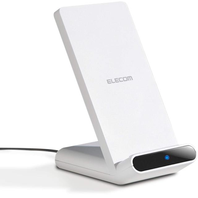 エレコム ワイヤレス充電器 Qi 2枚コイル 横置きでも充電可能 iPhone Android 5W対応 卓上 スタンド 認証取得 W-QS05WH