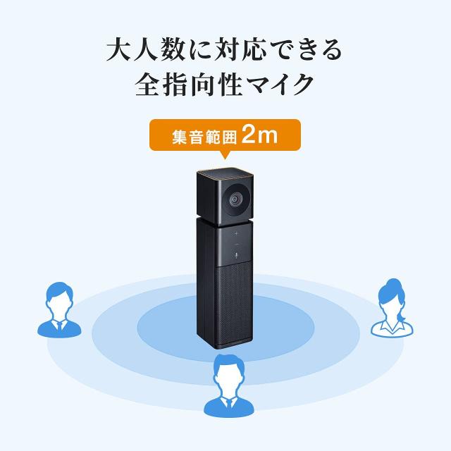 サンワサプライ カメラ内蔵USBスピーカーフォン マイク 広角 フルHDカメラ 全指向性マイク Skype Zoom Teams対応 CMS-V47BK_5