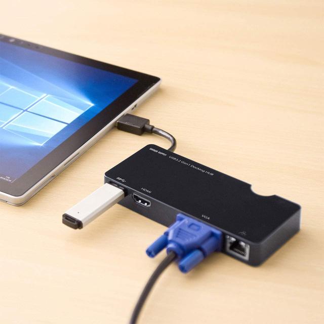 サンワサプライ モバイル ドッキングステーション USB A(USB3.2 Gen1)・VGA・HDMI・RJ-45 各1ポート搭載 USB-3H131BK_4