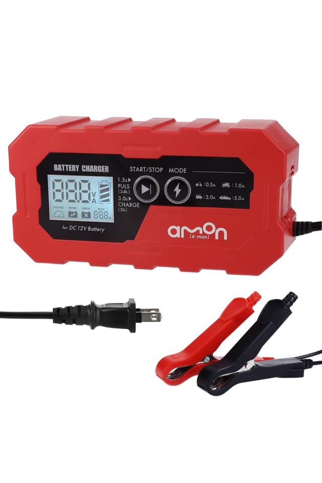 エーモン amon バッテリーチャージャー サルフェーション除去 PSEマーク取得 電圧チェッカー機能 自動充電モード ディープサイクルバッテリー対応 日本メーカー 販売ルート品_1