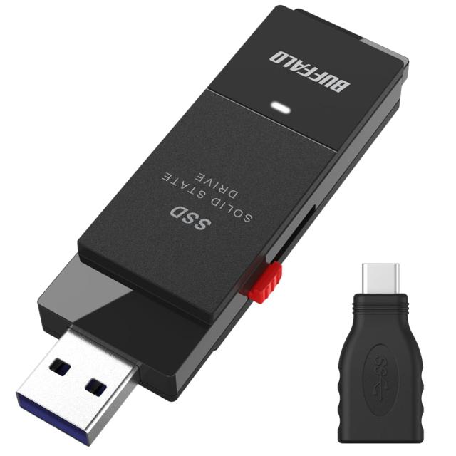 バッファロー SSD 外付け USB3.2 Gen2 読込速度600MB 秒 PS5 PS4メーカー動作確認済 コンパクト 小型 Type-Cアダプター付属 ブラック