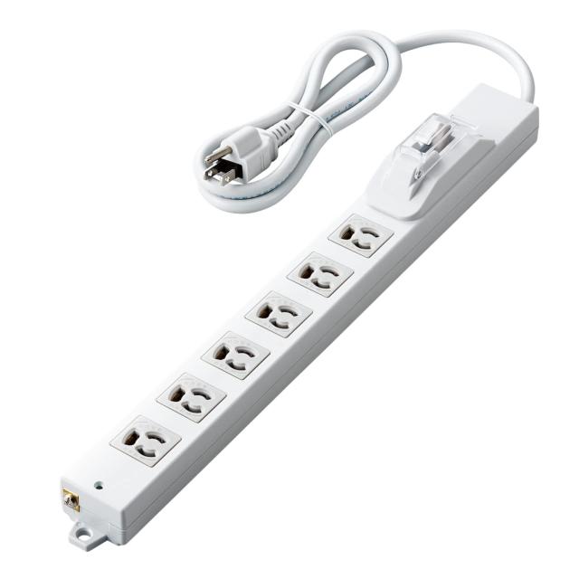 エレコム 電源タップ ロング型 3ピン 6個口 抜け止め 過電流ブレーカー RoHS指令準拠 法人向け ライトグレー T-H0710OCPR