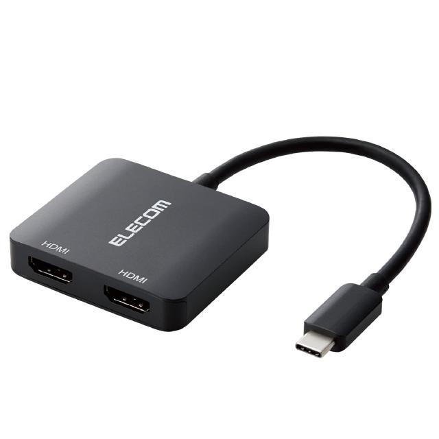 エレコム USB-C HDMI 変換 2ポート (USB C to HDMI 60Hz 変換アダプタ) 0.12m ブラック iPhone 16/16 Pro/16 Pro Max/16 Plus 対応検証済 AD-CHDMI2BK