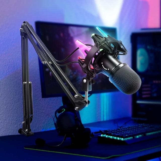 FIFINE USBダイナミックマイク ゲーミングマイク RGBライティング 単一指向性 ミュートボタン マイクセット アームスタンド付き PC用 ポッドキャスト 録音 ゲーム実況 ボイズチャット 生配信 PC/_6