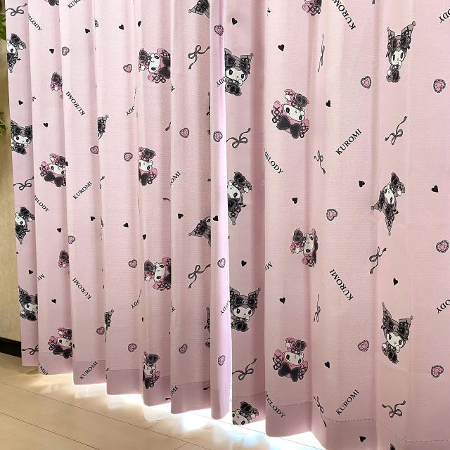 サンリオ SANRIO クロミ マイメロディ 2級遮光カーテン 幅100 2枚組 SB-617-S 遮熱 洗濯可 UVカット 形状安定 真夜中のメロクロ 178cm丈 2枚セット マイメロ丸洗い可