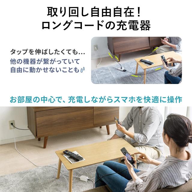 サンワダイレクト Type-C PD 充電器 4ポート 65W 急速充電器 GaN窒素ガリウム採用 PSE認証 USB-C/USB-A機器対応 iPhone Android iPad MacBook 700-AC035W_3