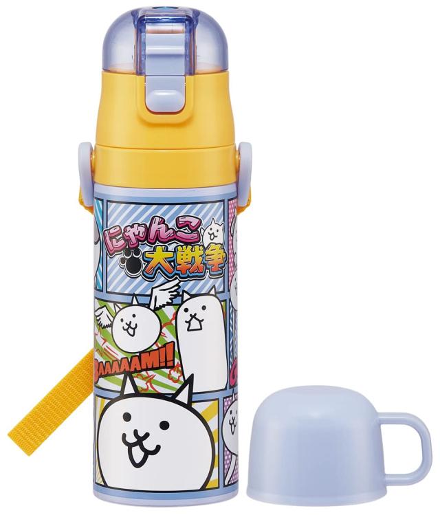 スケーター Skater 子供用 ステンレス 水筒 2way 直飲み コップ飲み にゃんこ大戦争 23 子供に優しい軽量タイプ 男の子 保温 スポーツボトル かわいい キッズ 子供 こども 水瓶_2