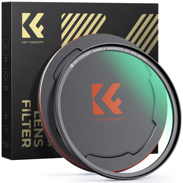 KF CONCEPT マグネットMCUVフィルター マグネットレンズキャップ レンズ保護フィルター 磁気吸着 装着便利 紫外線吸収 レンズ保護用 28層ナノコーティング 超薄型 撥水防汚キズ防止