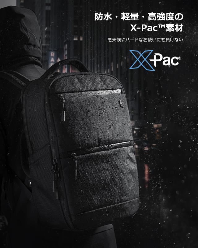[tomtoc] ビジネスリュックサック 28L バックパック X-Pac生地 大容量 ディパック 多機能 15.6-16インチパソコン対応 タウンリュック トラベルバッグ 通勤 出張 機内持込 黒_3