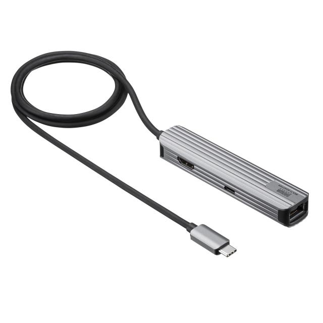 サンワサプライ USB Type-Cマルチ変換アダプタ HDMI LAN付 ケーブル15cm USB-3TCHLP7S