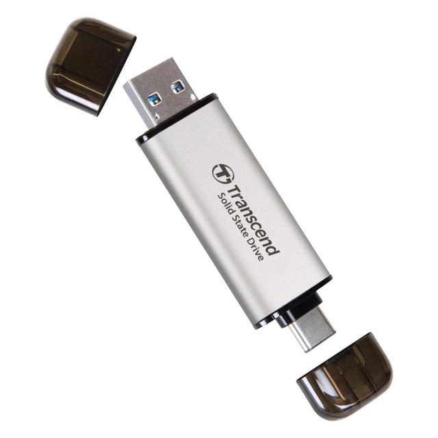 トランセンドジャパン トランセンド ポータブルSSD 2TB 高速 最大1050 MB/s 超小型,軽量11g Type-A/Type-C 両対応 PS4/PS5 動作確認済 USB 10Gbps シルバー TS2TESD310S