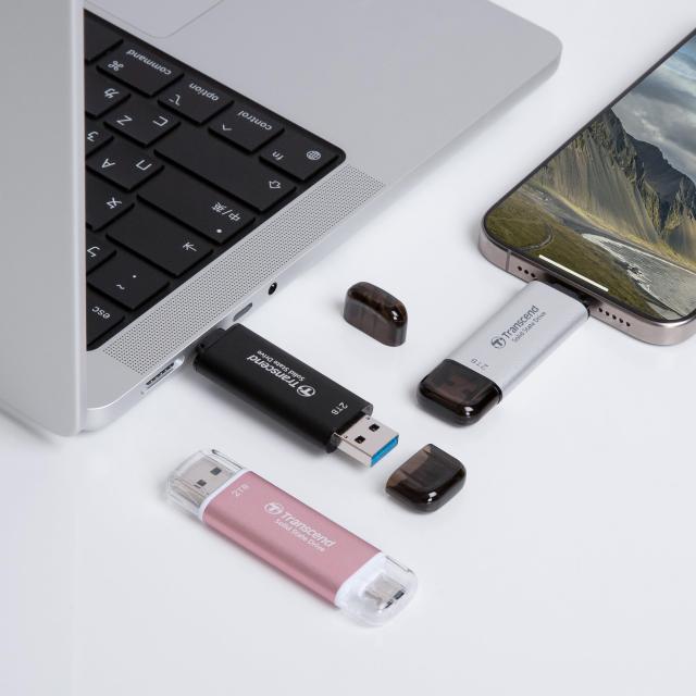 トランセンドジャパン トランセンド ポータブルSSD 2TB 高速 最大1050 MB/s 超小型,軽量11g Type-A/Type-C 両対応 PS4/PS5 動作確認済 USB 10Gbps シルバー TS2TESD310S_7