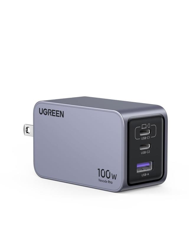 UGREEN Nexode Pro 充電器 100W 3ポート 新生代GaNInfinity?チップ＋UGREEN独自Airpyra技術PD急速充電器 USB-C*2とUSB-A*1 PD3.0/QC4+対応 折畳み式プラグ ノートPC/iPad/iphone17/Galaxy S24/Pixel8/XPeria5以降対応 galaxy超急
