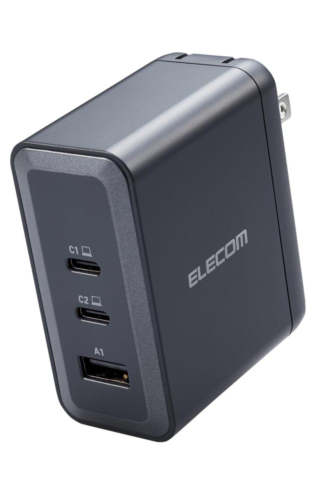 エレコム USB PD 充電器 100W 3ポート Type-C USB-A GaN採用 PPS対応 3台同時充電 折りたたみ式プラグ PSE技術基準適合 [iPhone 16 15 iPad