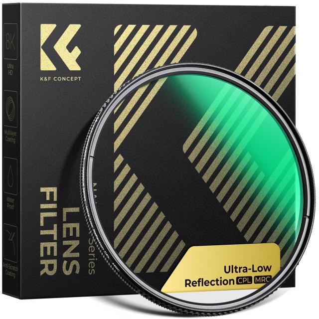 KF CONCEPT CPLフィルター 超低反射0.1% コントラスト 反射調整 超低反射PLフィルター 高透過率45% 円偏光フィルター 両面28層コーティング 光学ガラス 撥水撥油キズ防止