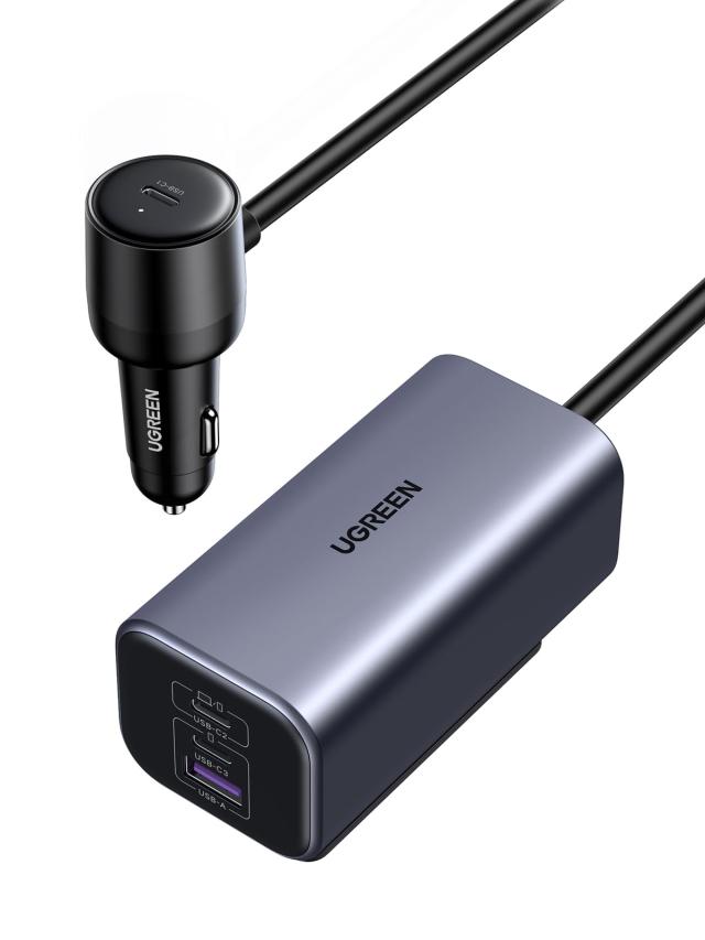 UGREEN 150Wシガーソケット USB C カーチャージャー 4ポートPD3.1 140w+PD3.0 30w+QC3.0 30W+SCP22.5W急速充電器 後部座席同時使用 PD3.1/PD3.0/PPS/QC4+QC4.0/FCP/SCP対応iphone17/15/14,Galaxy iPad MacBook ラップトップなどに