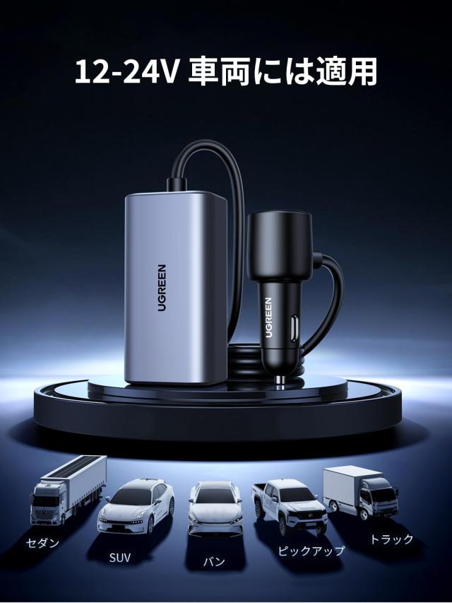 UGREEN 150Wシガーソケット USB C カーチャージャー 4ポートPD3.1 140w+PD3.0 30w+QC3.0 30W+SCP22.5W急速充電器 後部座席同時使用 PD3.1/PD3.0/PPS/QC4+QC4.0/FCP/SCP対応iphone17/15/14,Galaxy iPad MacBook ラップトップなどに_7