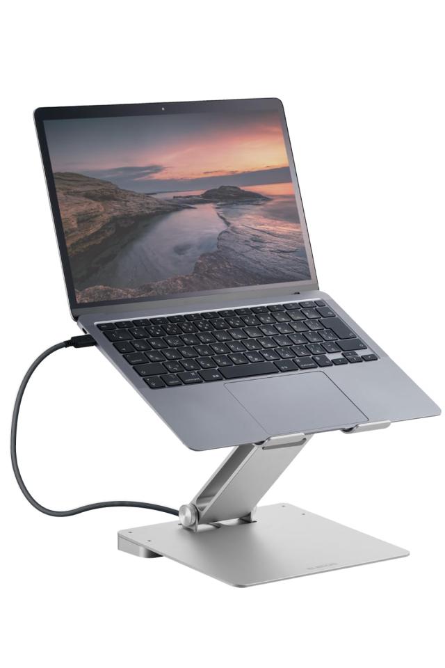 エレコム USB-C ハブ ドッキングステーション 6-in-1 ノートパソコンスタンド型 タブレットスタンド 16インチまで対応 PD対応 100W 給電 Windows 11、10/iPad/iPad Air/MacBook/MacBook Pro対応 シルバー DST-W06