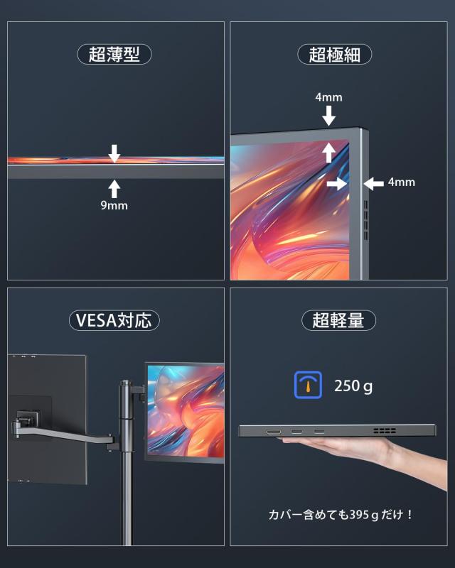 EVICIV モバイルモニター 10.5インチ ポータブルディスプレイ 超軽量 