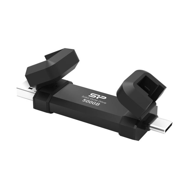 Silicon Power DS72 外付けSSD 高速 ポータブルSSD スティック型SSD USB Type-A Type-C 3.2 Gen 2 ブラック 5年保証 SJ