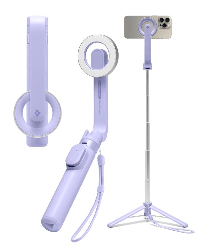Spigen カメラ 自撮り棒 三脚 iPhone 17/16/15/14/13/12 Samsung Google Pixel 対応 コンパクト 軽量 18N 強力な磁力 最大62cm 卓上三脚