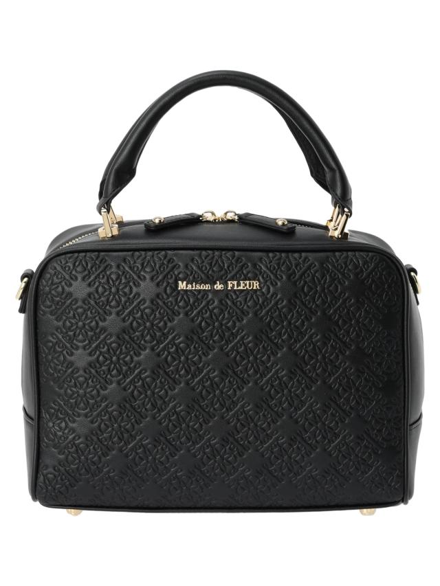 Maison de FLEUR(メゾン ド フルール) FLEURモノグラムスクエアボストンバッグ ブラック バッグ 8A42F0J0300