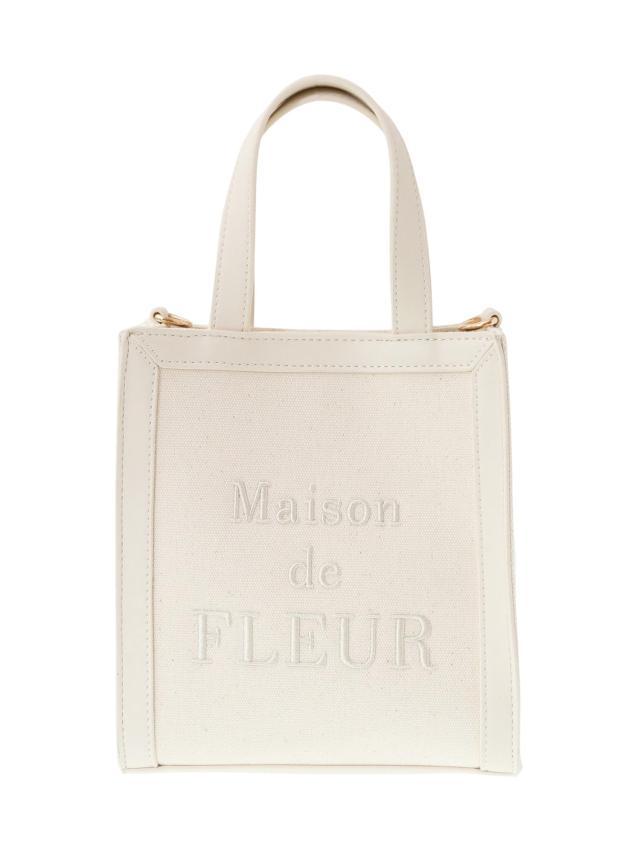 Maison de FLEUR(メゾン ド フルール) ECロゴ刺繍スクエア2Wayトートバッグ ホワイト バッグ 8S42F0J1200