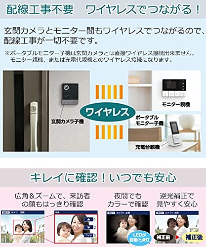 エルパ DECTワイヤレステレビドアホン ポータブルセット DHS-SP2020 増設モニター子機＆電池クロス付き 4点セット_5