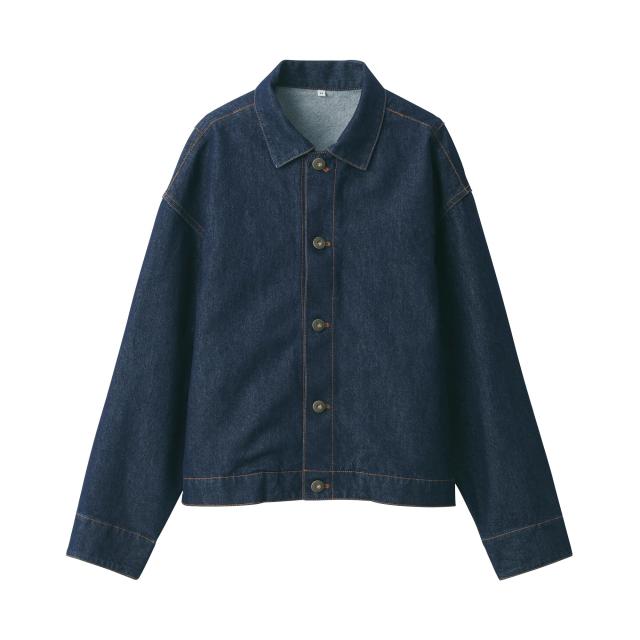 無印良品 婦人 和紙混デニムジャケット レディース BG1RMA4A ダークネイビー 婦人XL