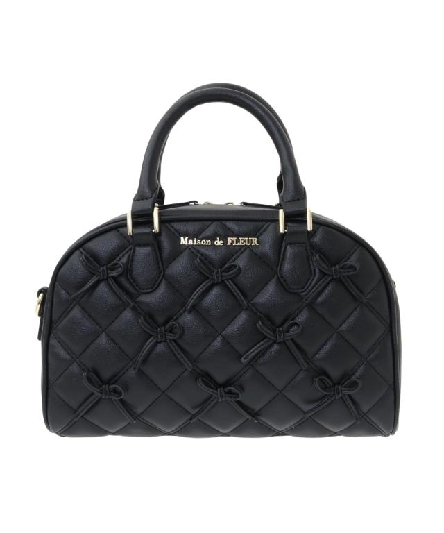 Maison de FLEUR(メゾン ド フルール) 希望のリボンボストンバッグ ブラック 8A43F0J3000
