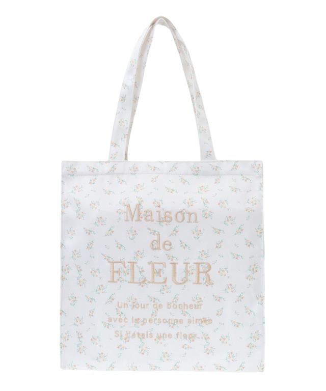 Maison de FLEUR(メゾン ド フルール) フラワープリントスクエアトートバッグ オレンジ 8A43F0J3800