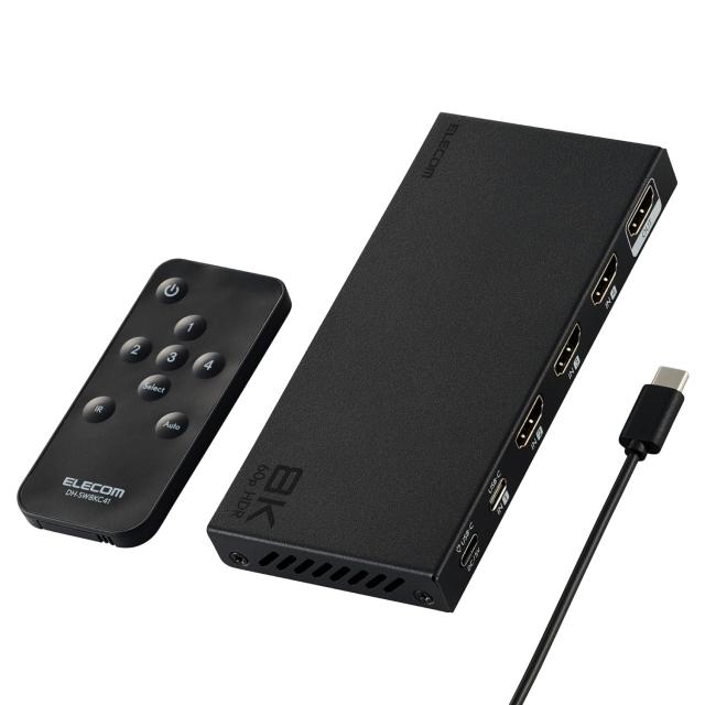 エレコム HDMI 切替器 8K 60Hz 4入力1出力 (HDMI ×3 + Type-C ×1) リモコン付き 自動・手動切替が選べる PS5・4 / Nintendo Switch/Fire 7,154円