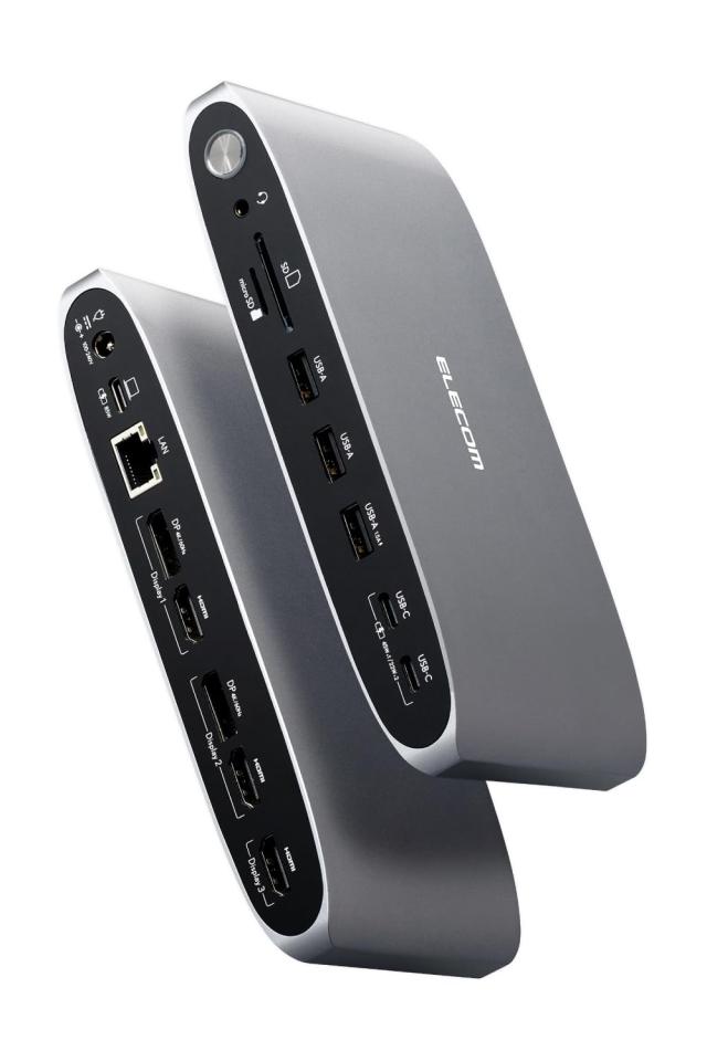 エレコム ドッキングステーション 13in1 Displaylink対応 3画面拡張 4K/60Hz USB PD対応 100W シルバー DST-W14