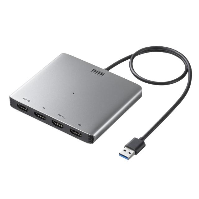サンワサプライ USB-HDMIディスプレイアダプタ(4画面出力・4K対応) USB-CVU3HD7