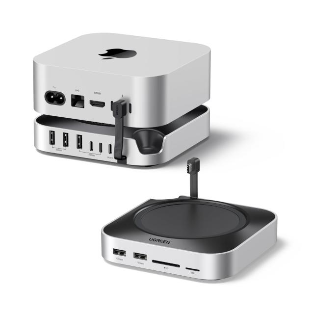 UGREEN Mac mini M4用 ドッキングステーション＆スタンド｜NVMe SSD拡張スロット搭載｜USB-A×3（10Gbps）・USB-Cデータポート・SDカードリーダー対応｜Mac mini M4 / M4 Pro専用